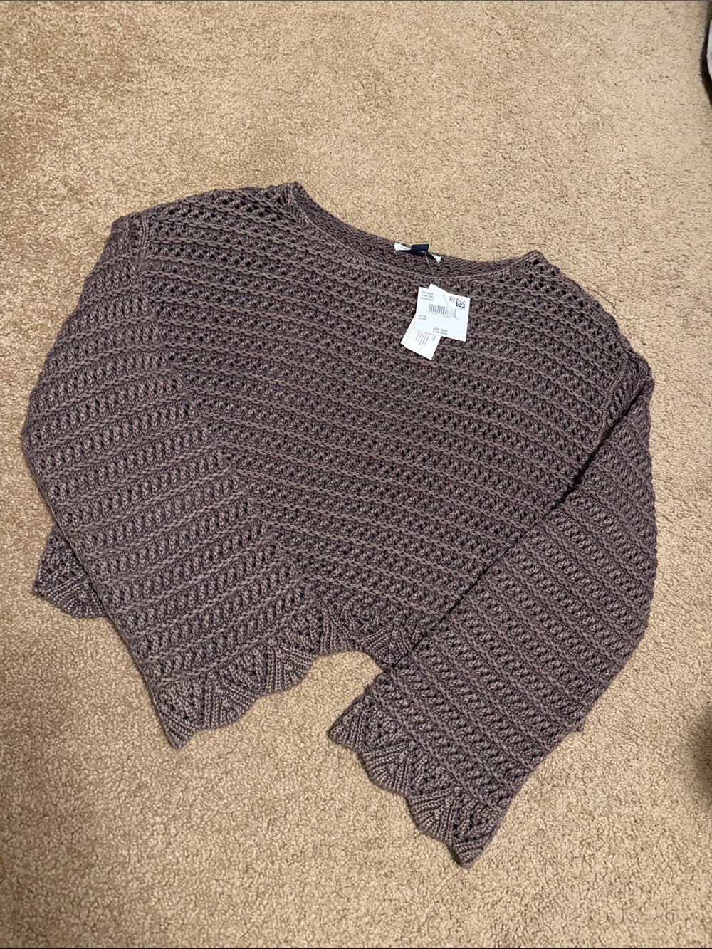 American Eagle Outfitters Chunky Knit Crewneck Sweater - Mauve